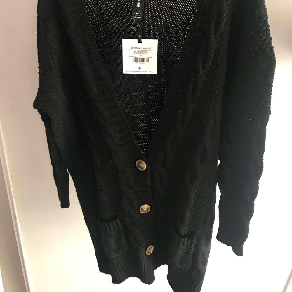 Chunky knit black cardigan by Agnes & Dora